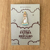 Pin metálico de la Virgen de Fatima  – diseño moderno e infantil en estilo católico